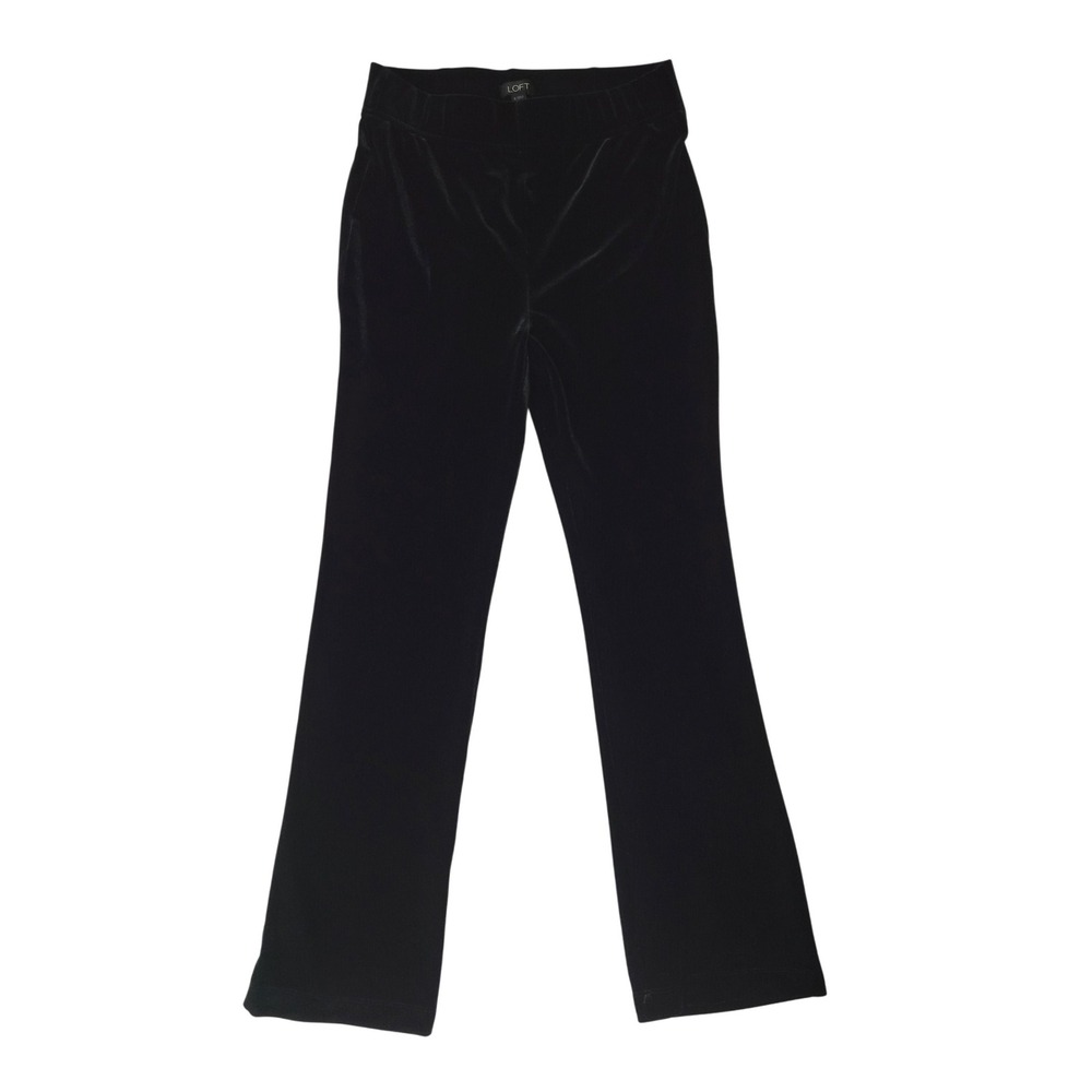 LOFT Black Velvet Pants Womens Small Velour Holiday Pull On‎ Ann Taylor